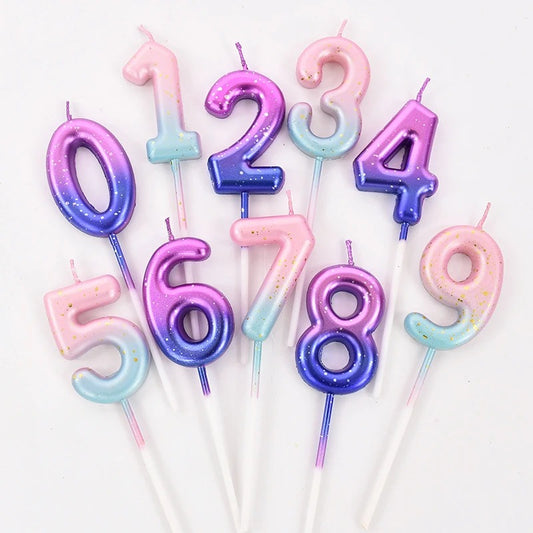 Interstellar Digital Colorful Candle Delicate Candy Color 0-9 Number Party Decor