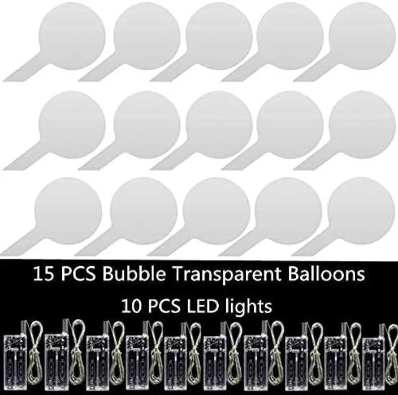 10-Pack Glowing Balloons with Helium Bobo Ball, 20-Inch LED Colorful Warm Transparent Light-up Bobo Ball Set