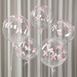 47pcs Transparent Bobball Pink Bow Ribbon Latex Balloon Set